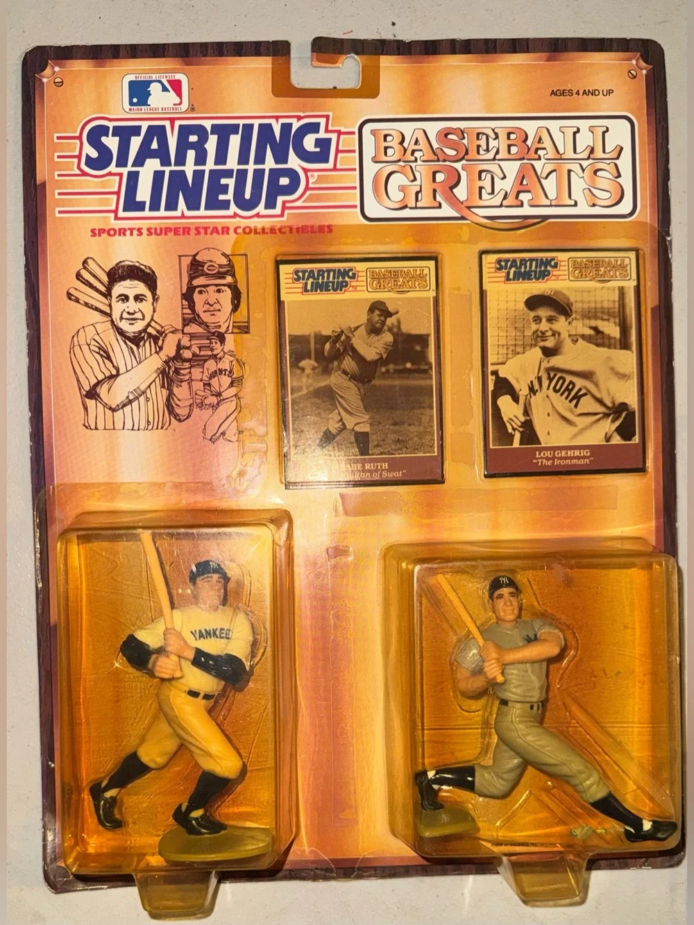 Starting Lineup Baseball Greats Figures - Aaron, Ruth, Gehrig, Mantle - Lot Box
